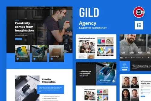 best Gild agency Elementor template kit instant download