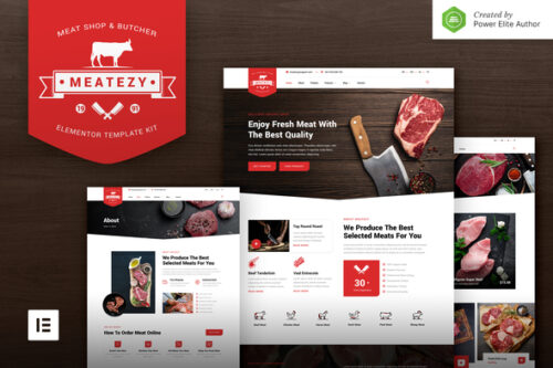 best Meatezy butcher shop Elementor template premium download