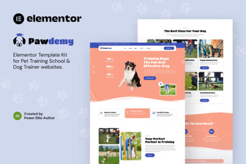 best pet training academy elementor template kit download