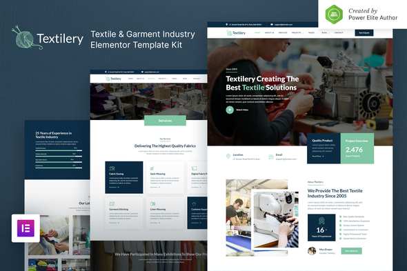 Textilery – Textile & Garment Industry Elementor Template Kit best textile industry website template for instant download