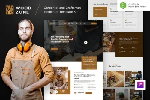 best Woodzone Elementor Template Kit for carpenter websites download