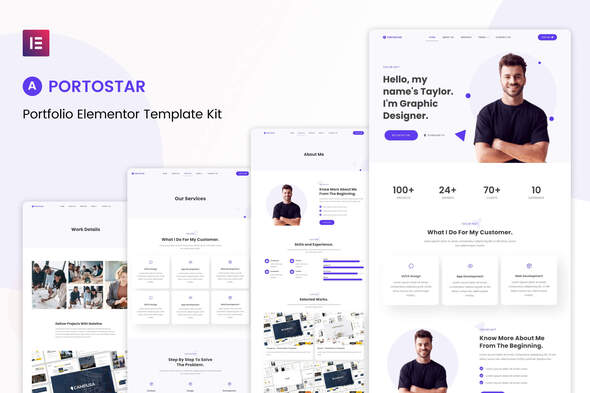 Portostar - Personal Portfolio Elementor Template Kit best Portostar Elementor portfolio template instant download