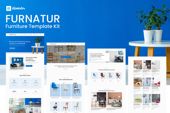 Furnatur - Furniture eCommerce Elementor Template Kit best furniture Elementor kit template instant download