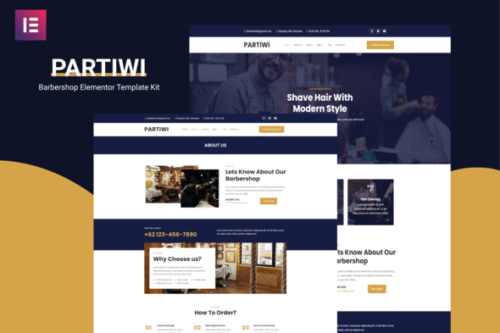 best barbershop elementor template kit instant download