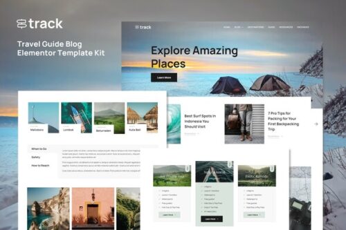 best travel blog Elementor template kit instant download