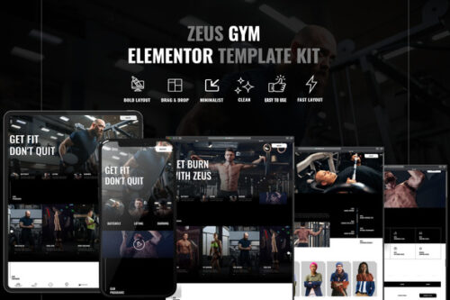 best gym Elementor template kit instant download
