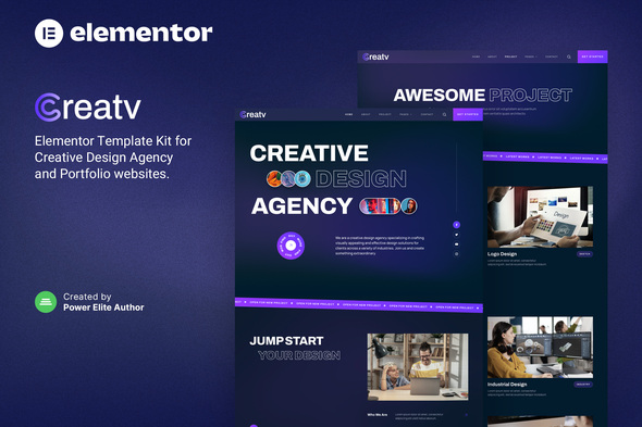 Creatv – Creative Design Agency Elementor Template Kit best creative agency Elementor template instant download