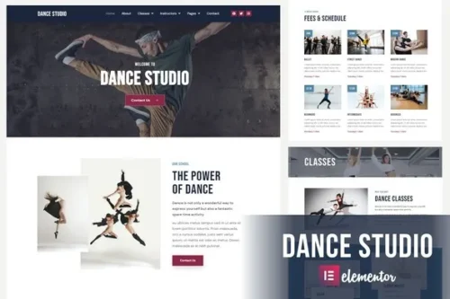 best dance studio elementor template kit instant download