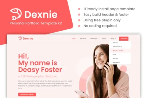 best minimal Elementor portfolio template download