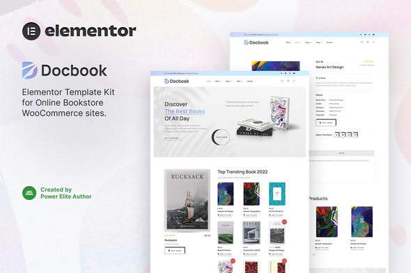 Docbook – Online Bookstore WooCommerce Elementor Template Kit best online bookstore Elementor template kit download