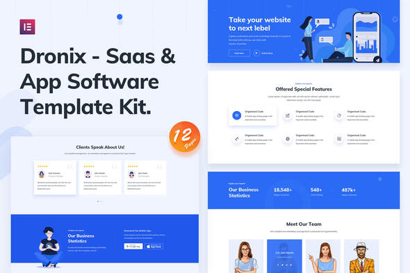 Dronix - SaaS & Startup Elementor Template Kit best SaaS Elementor template kit instant download
