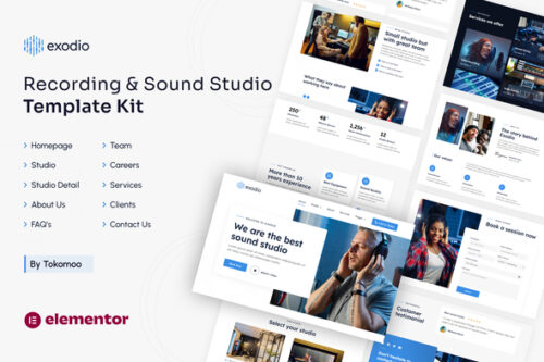best Exodio recording studio Elementor kit download