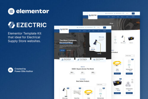best electrical supply store Elementor template instant download
