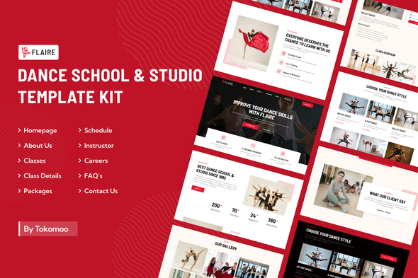 Flaire | Dance School & Studio Elementor Template Kit best dance studio Elementor template instant download