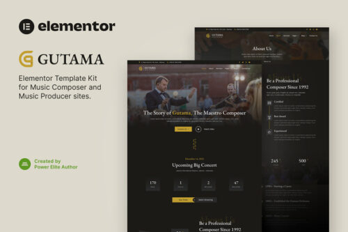 best music composer Elementor template kit instant download