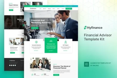 best financial advisor Elementor template kit instant download