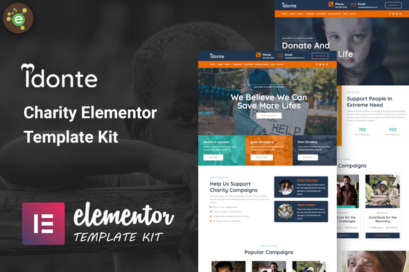 iDonte - Charity Non-Profit Elementor Template Kit best charity nonprofit elementor template kit download