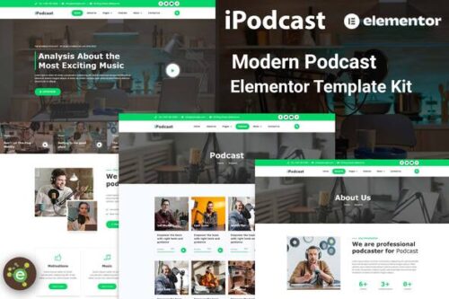 best podcast website template Elementor instant download
