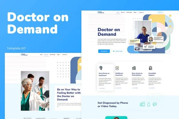 Doctor on Demand – Online Consultations Elementor Template Kit best Doctor on Demand medical website template for instant download