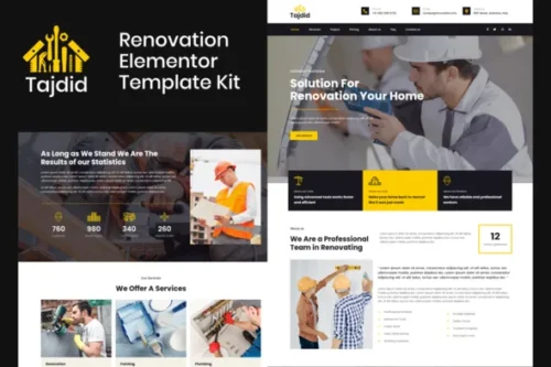 best renovation elementor template kit premium download