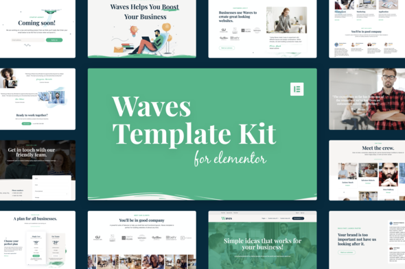 Waves - Startup Agency Elementor Template Kit best waves agency elementor template kit instant download