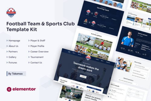best Intera football club Elementor template instant download