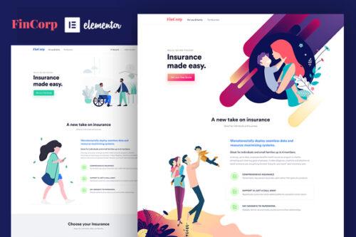 best FinCorp Elementor template kit for insurance website download