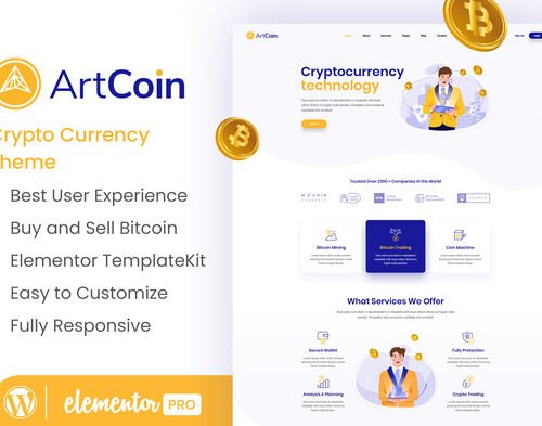 ArtCoin | Bitcoin & Cryptocurrency Elementor Template Kit