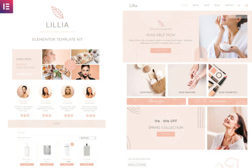 best Lillia beauty skincare Elementor template download