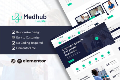 best hospital website template Elementor kit download