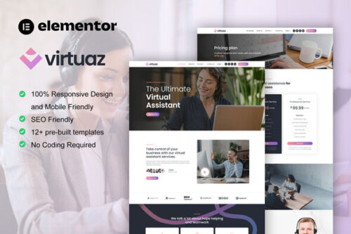 best virtual assistant website template Elementor kit download
