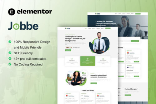 best recruitment agency Elementor template instant download