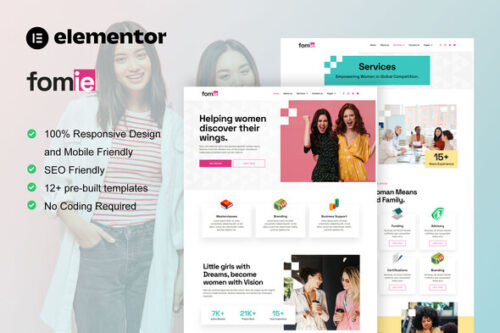 best Fomie business woman Elementor template kit download