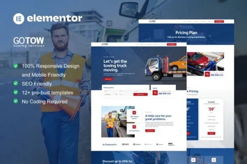 best towing services Elementor template premium download