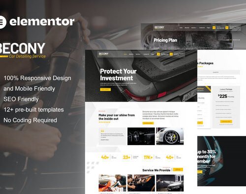 Becony - Car Detailing Services & Car Repair Elementor Template Kit