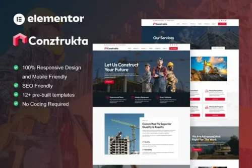 best Conztrukta Elementor template for construction website download
