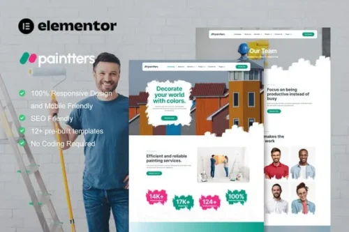 best painting service Elementor template kit instant download
