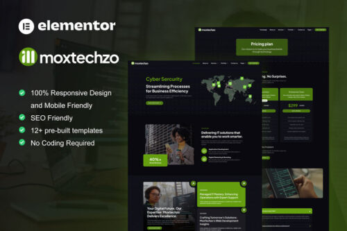 best tech company Elementor template kit instant download