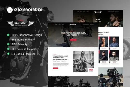 best Gastruzo motorcycle club Elementor template kit download