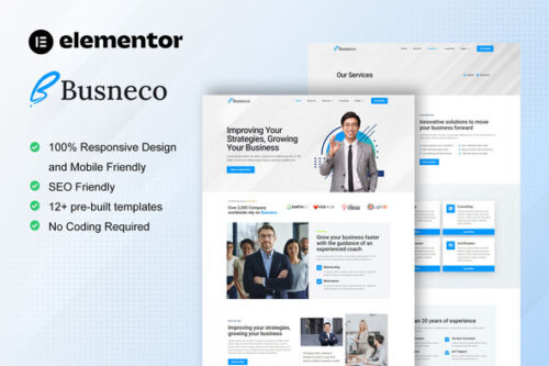 best Busneco Elementor template download for coaching website