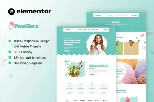 best ice cream shop elementor template download instant