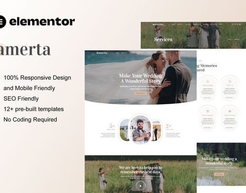Amerta - Wedding Photography Service Elementor Template Kit