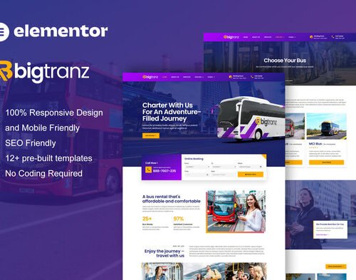 BigTranz - Bus Charter Service & Rental Elementor Template Kit