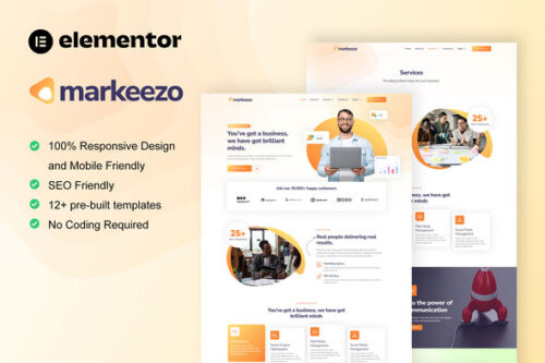 best SEO agency Elementor template kit instant download