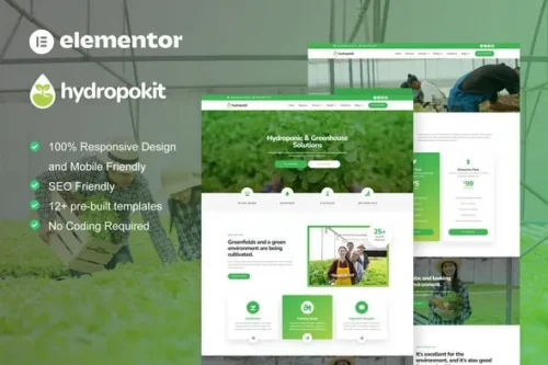 best hydroponic Elementor template instant download