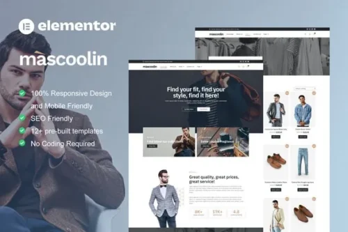 best Mascoolin Elementor template for men's fashion stores
