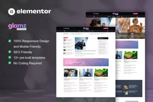 best Glamz news magazine Elementor template download