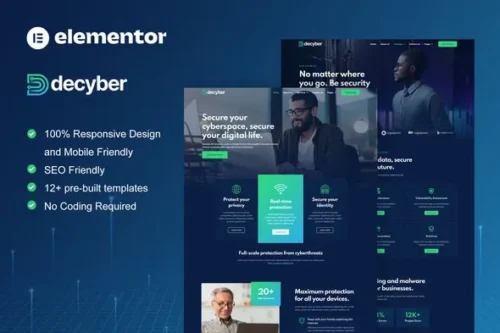 best cyber security Elementor template kit instant download