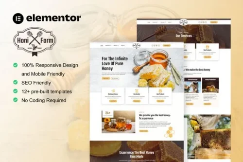 best honey bee farm elementor template instant download