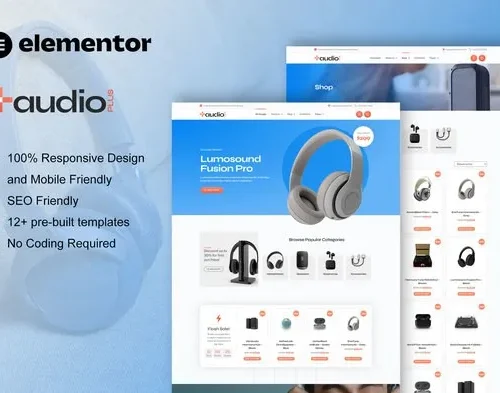 AudioPlus - Audio Store WooCommerce Elementor Template Kit